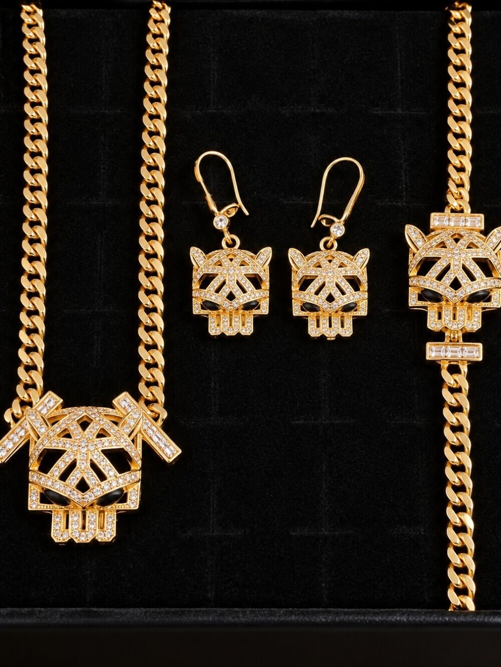 Gold Cat Jewelry Set